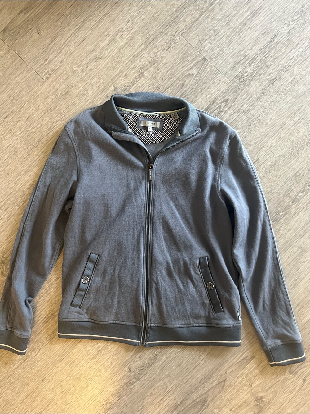 Ted Baker Navy Zip-Up Knit Jacket | Men’s Designer Sweater | Size 4